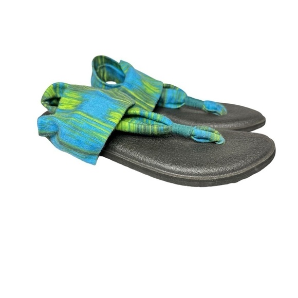 Sanuk Sling Yoga Blue and Green Thong Sandals Womens Size 7 - Picture 2 of 9